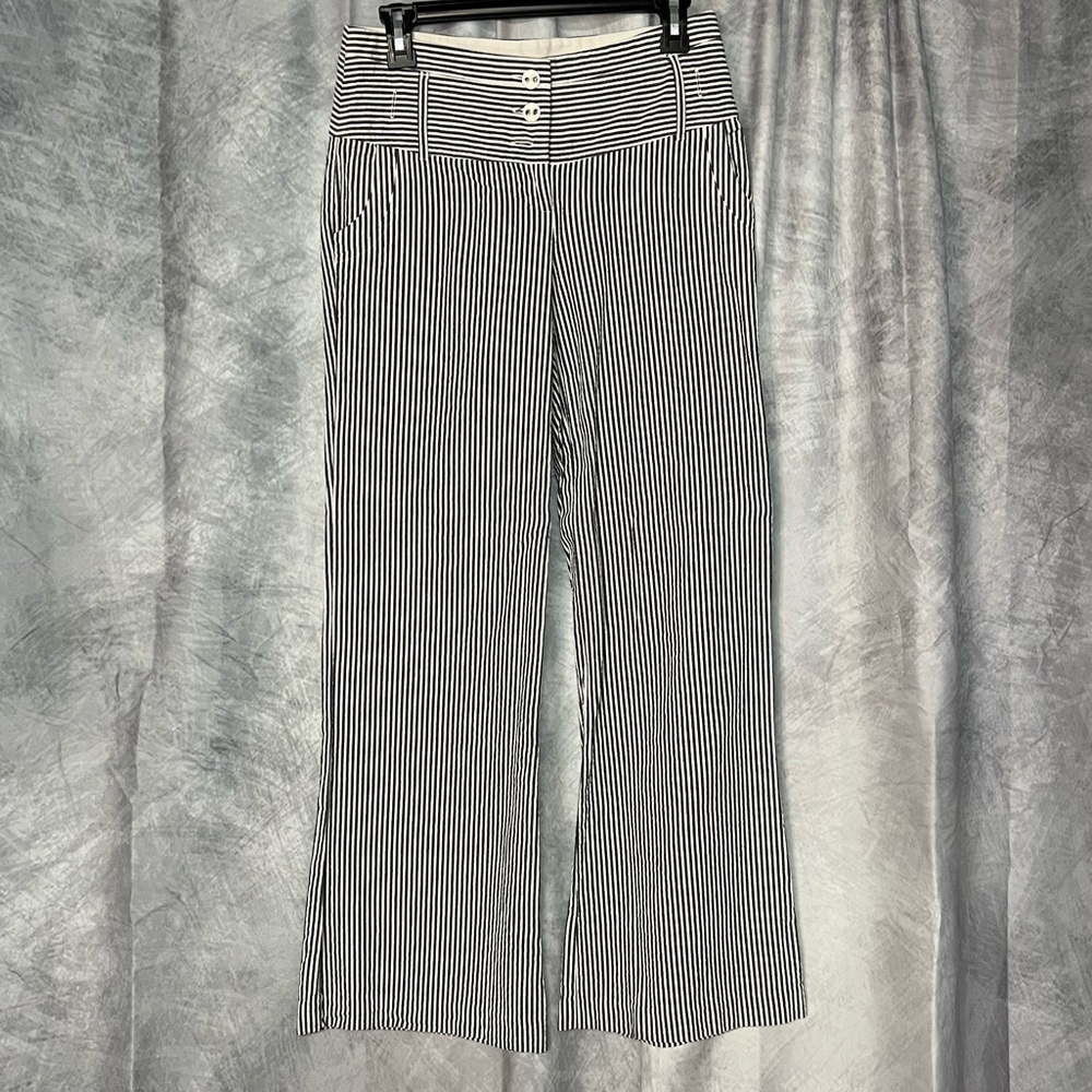 No Boundaries Blue & White Striped Seersucker Flare Pants - size 5